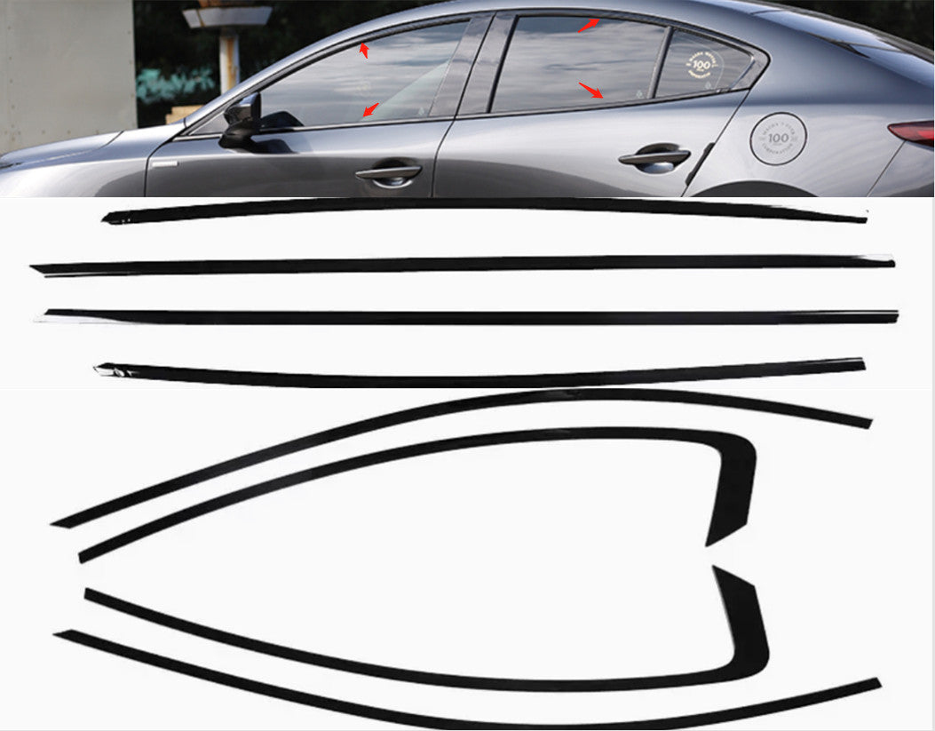 Glossy Black Striped Side Mirror Cover Trim for Toyota RAV4 2019 - 2023