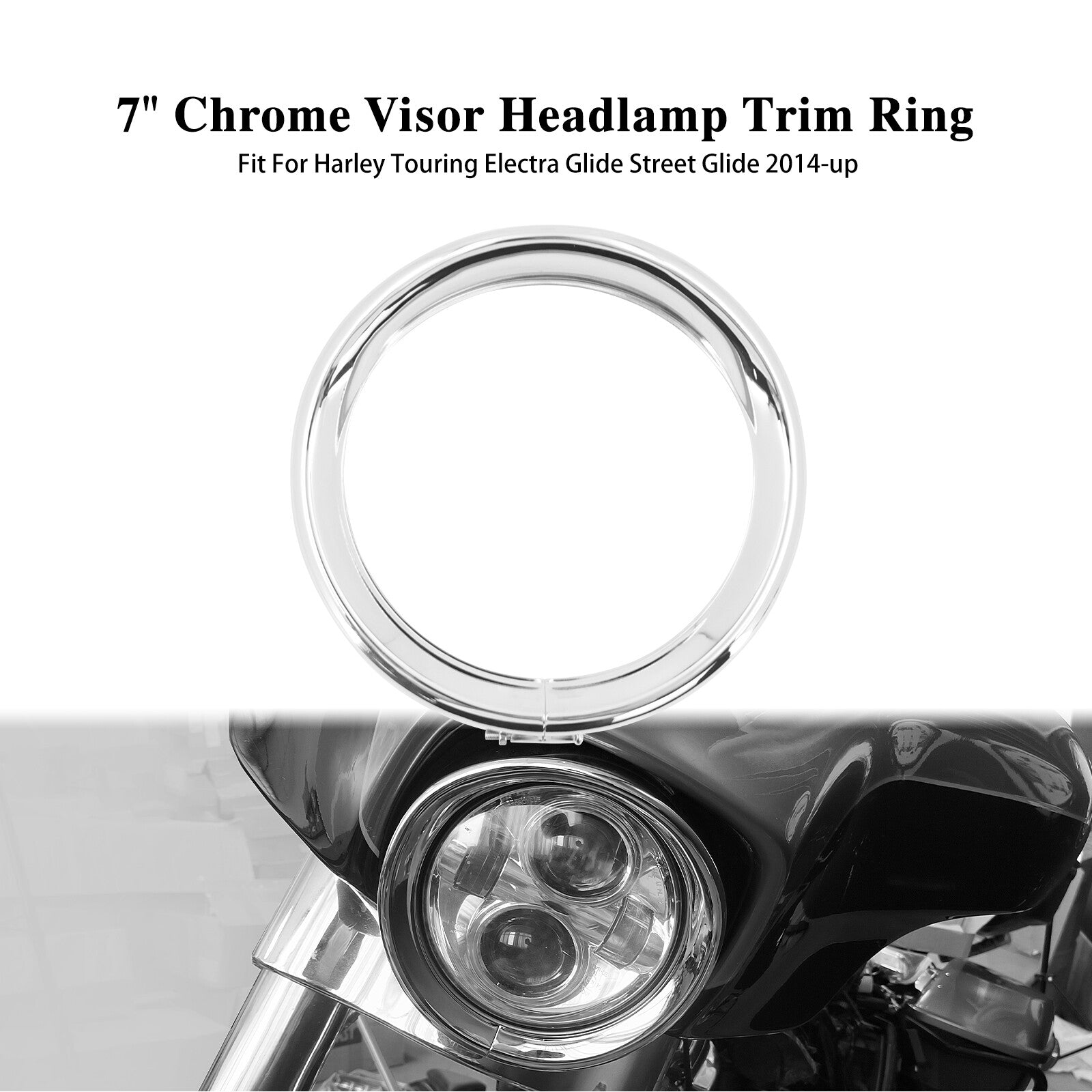 7 Headlight Lamp Trim Ring Bezel Visor Fit for Harley Touring FLHR 94-23 FLHX