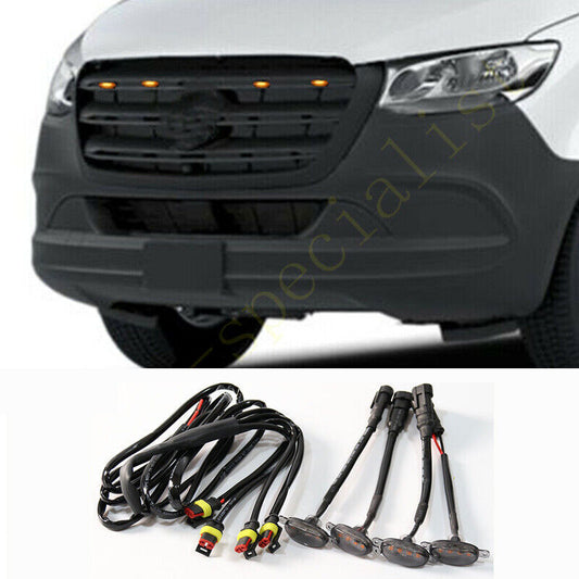 for Benz Sprinter 2500 17-24 smoke Style Front Grill LED Marker Light Kit