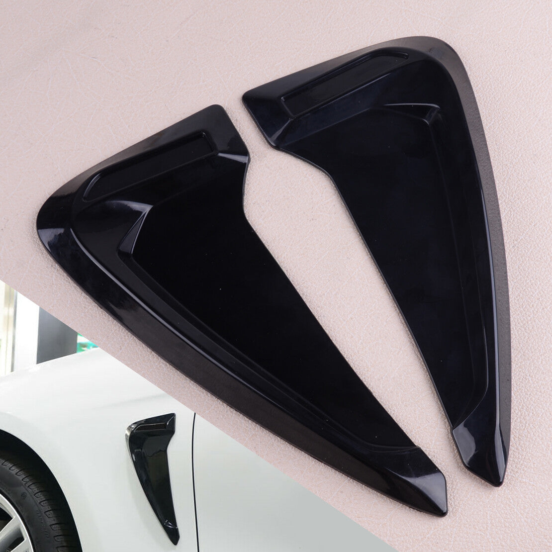 Pair Black Universal Car Side Body Marker Air Flow Fender Wing Vent Trim Cover v