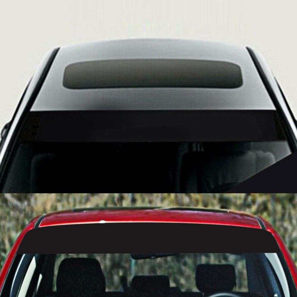 Car Front Windscreen Sunstrip Visor Adhesives Sunshade Gloss Black 140X20CM