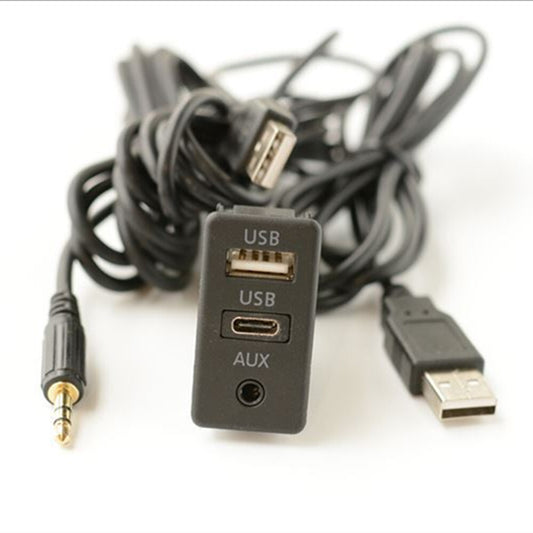 USB Extension Cable Adapter Car Dash Flush Mount AUX Dual USB Port Panel Trim