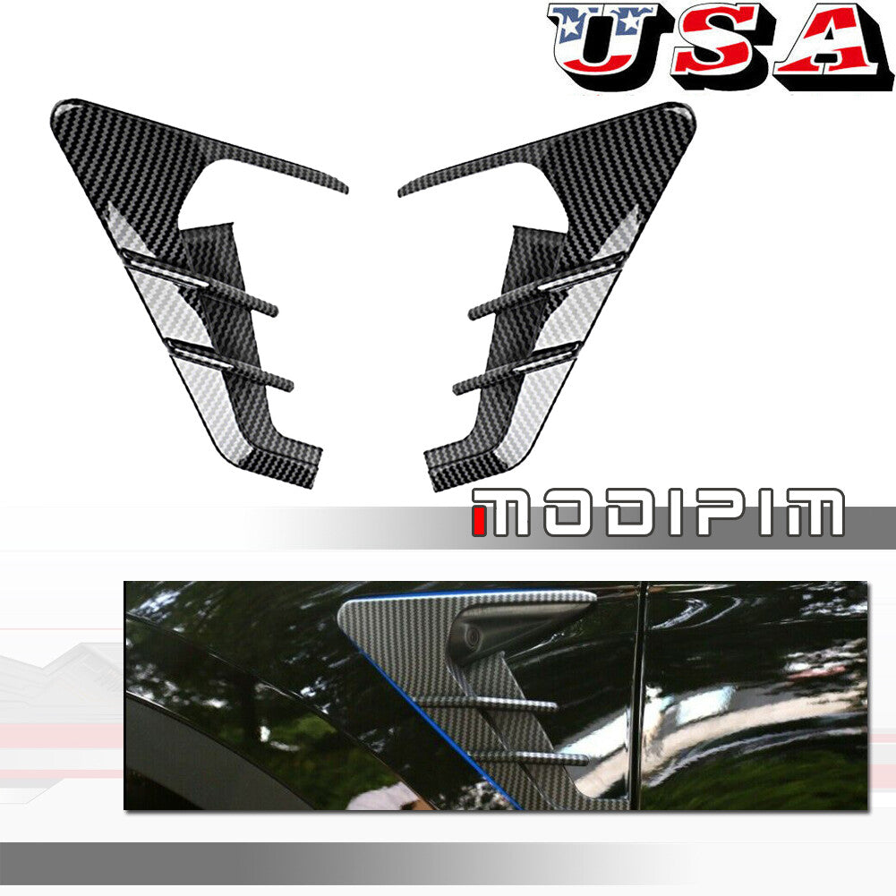 for Model 3 Y 2020 2021 Carbon Fiber Side Fender Camera Protective Cover Decoration 2 pcs - v