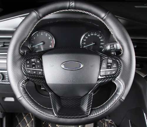 2020-2023 for Ford Explorer Carbon Fiber Inner Steering Wheel Button Cover Trims