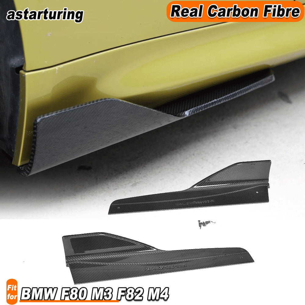 Fit for BMW F80 M3 F82 M4 2014-17 REAL Carbon Side Skirts Splitters Spoiler Lip