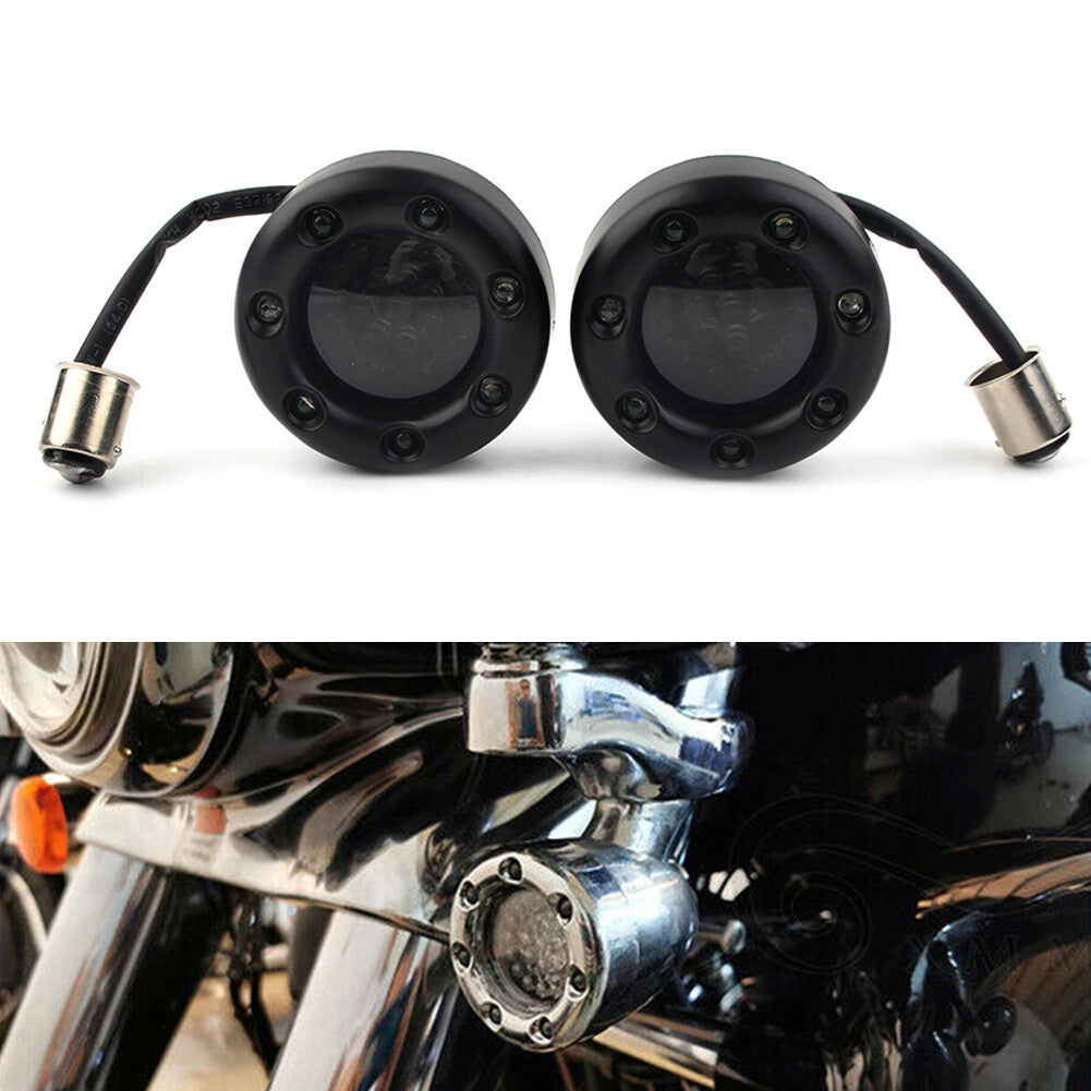 2x LED Black Fire Ring Turn Signals Lights Fit for Harley Sportster 1200 883 Q