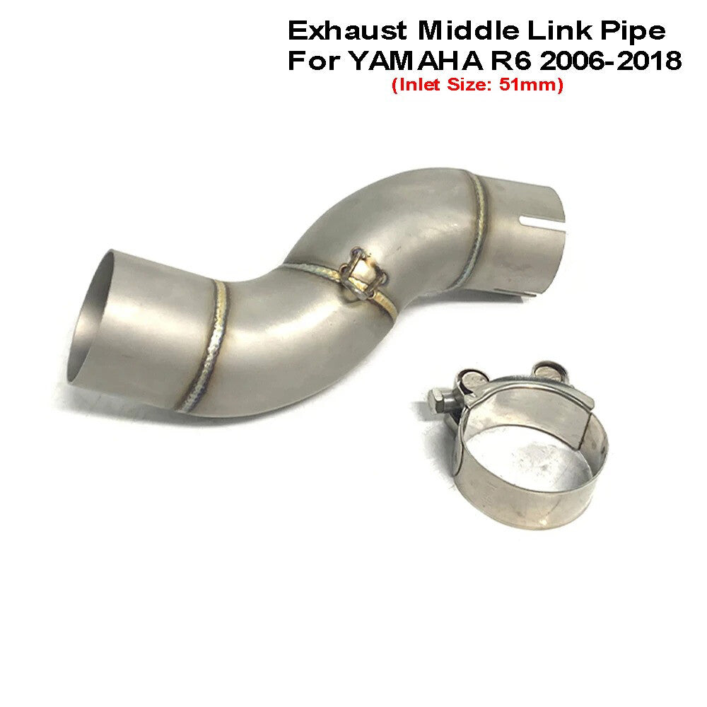 for YAMAHA R6 2006-2018 Exhaust Pipe Dirt Bike Middle Exhaust Mid link pipe 51mm