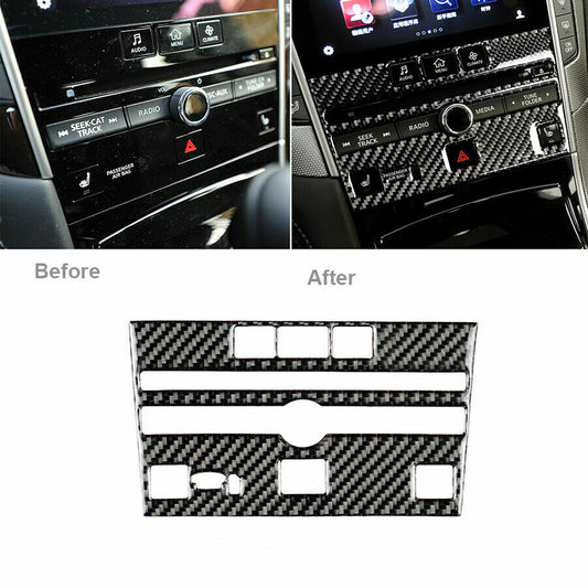 Carbon fiber internal CD panel frame decorative protective cover suitable for Infiniti Q50 Q60 2014-19