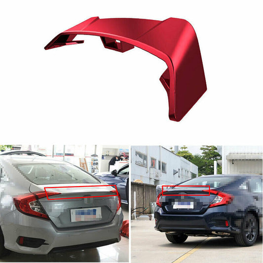 For 2016-2021 for Honda for Civic Red ABS Rear Trunk Spoiler Aircraft Wing Flap Trim Kit