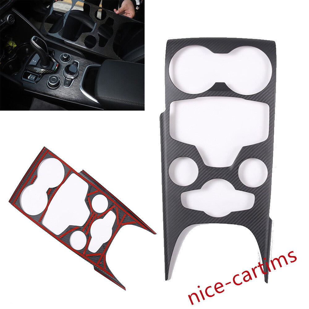 Matte Carbon Fiber Console Gear Shift Panel Trim for Alfa Romeo Giulia 2020-2023