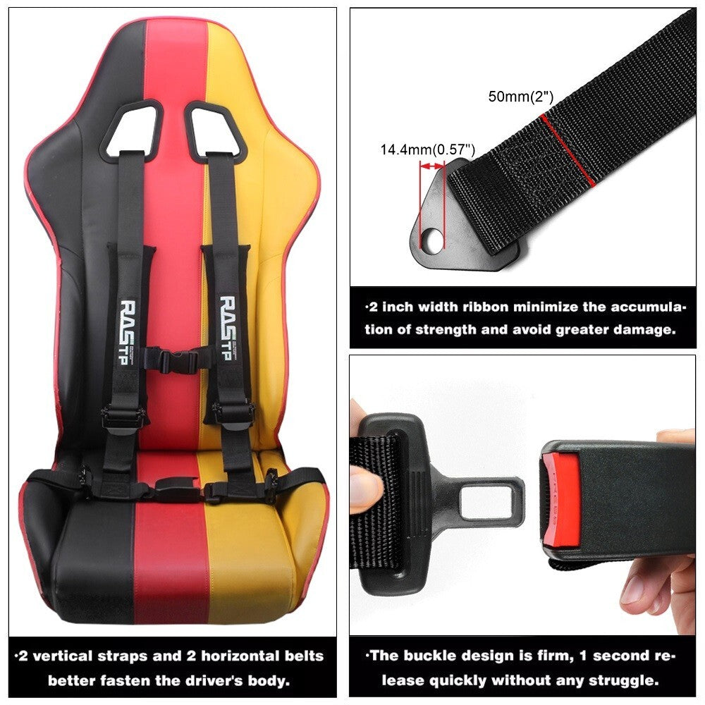 2PC 2 4-Point Racing Car Harness Sport Quick Release Safety Universal for Seat Belt Q
