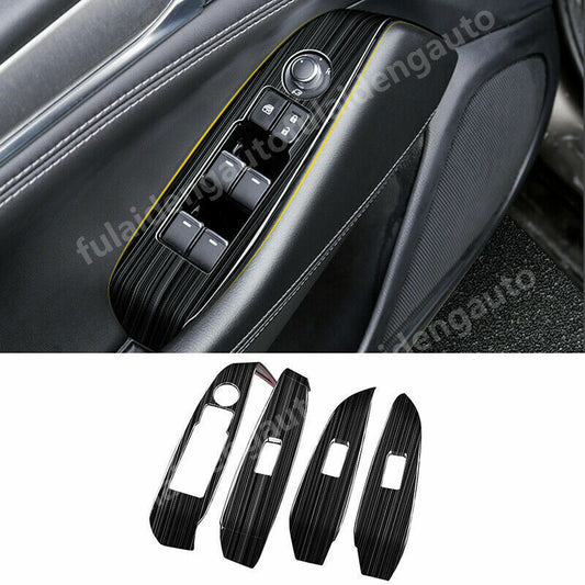 4X for Mazda 6 Atenza 2019-21 Black Titanium Window Lift Switch Panel Cover Trim