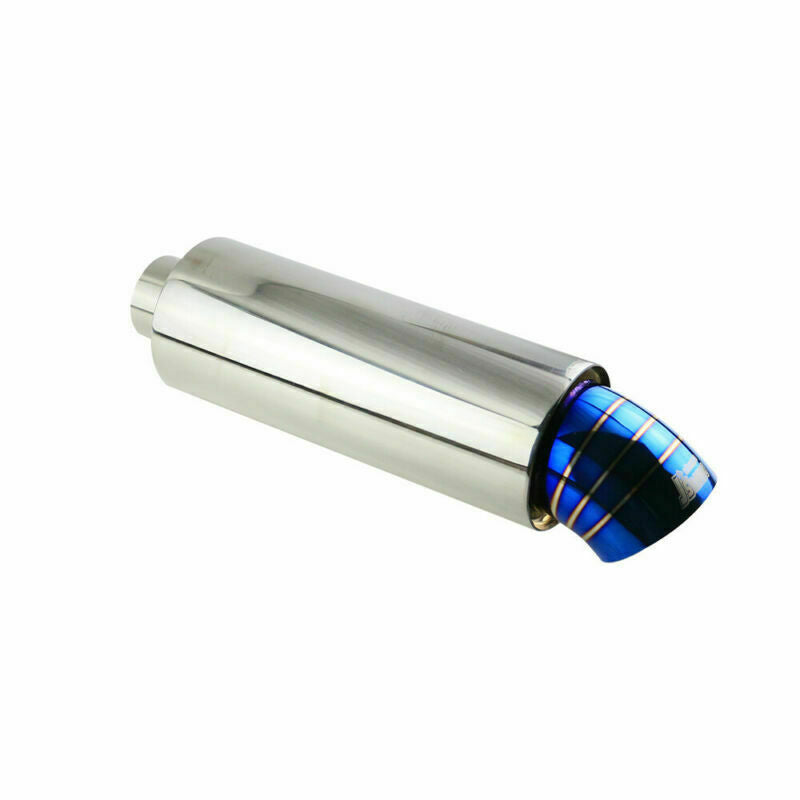 Universal 2.5inch Inlet 4 OD 5 Body Rear Exhaust Muffler Tip Slant Blue TIP