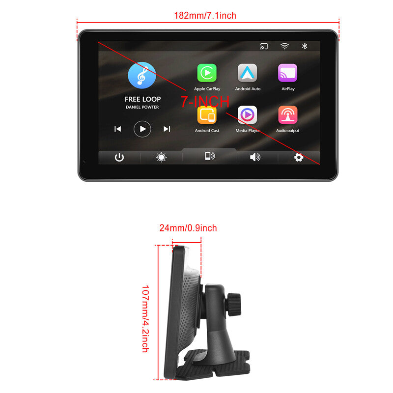 7-inch Car Touchscreen Monitor DVR for Trucks, Buses, and RVs with CarPlay, Android Auto, 1080P n