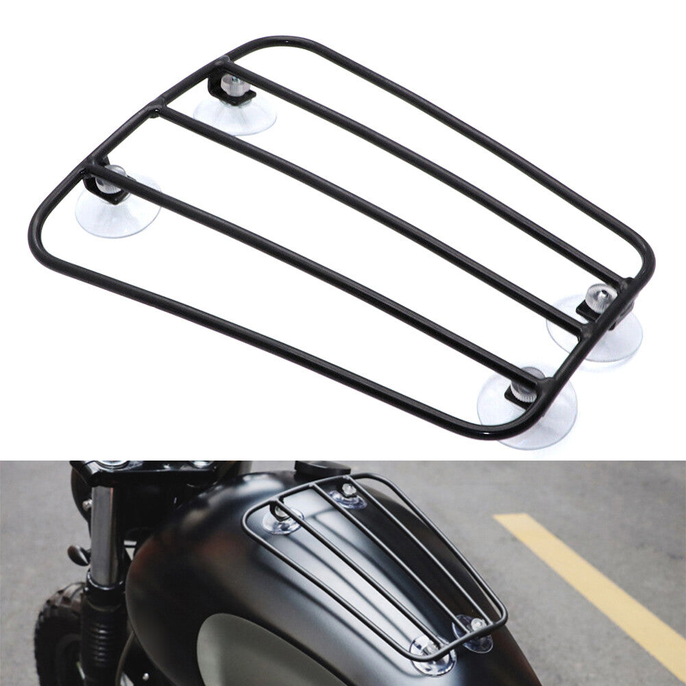 Motorcycle Universal Suction Cup Fuel Gas Tank Parcel Rack for Harley Cafe Racer Q