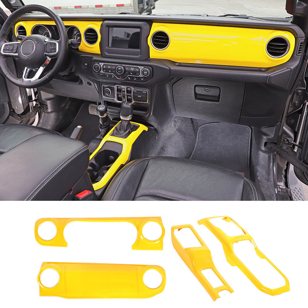 Center Console Dashboard Gear Shift Trim for Jeep for Wrangler JL JT 2018+ABS Yellow