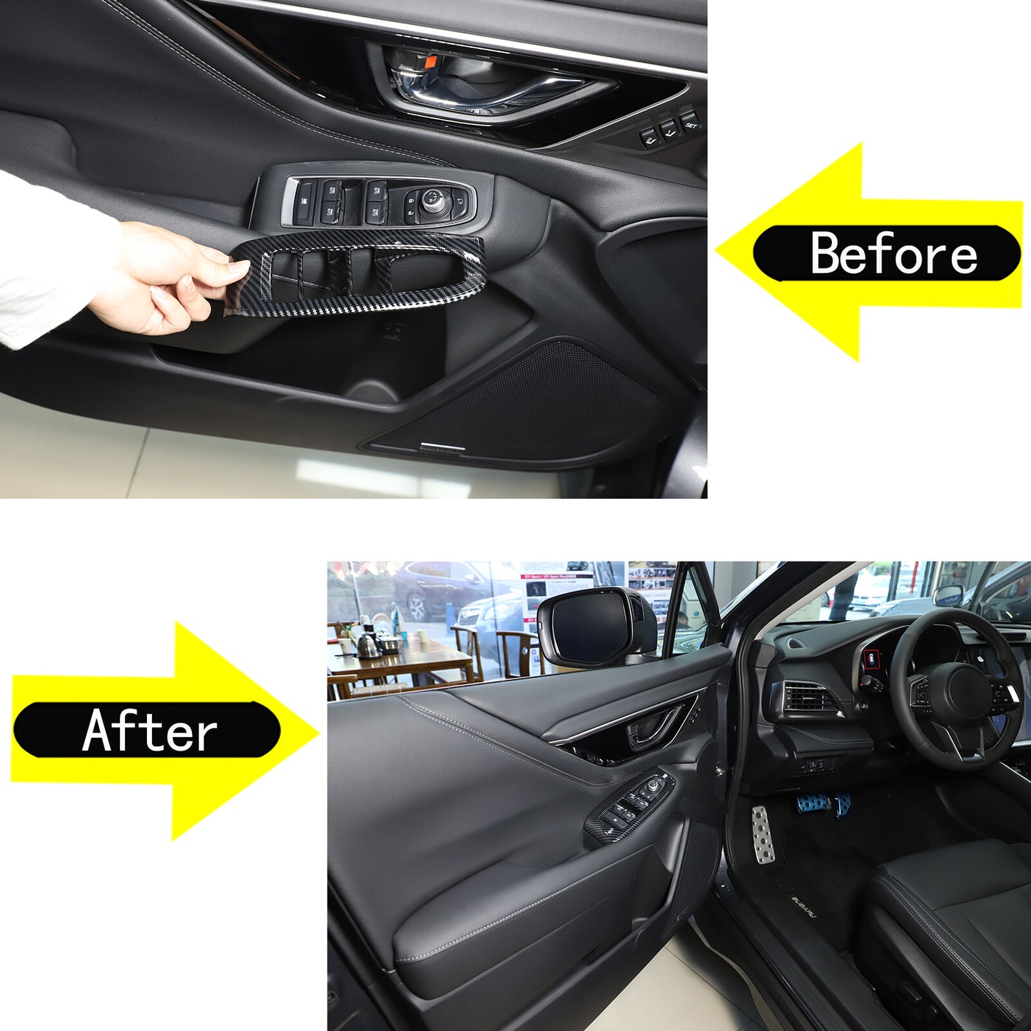 Carbon fiber window lift switch panel cover trim for Subaru Outback 2020 - 2023 (4x) n
