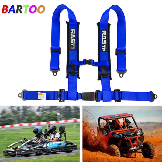 Universal Blue 4 Point Buckle Racing for Seat Belt Harness 2 Straps Q
