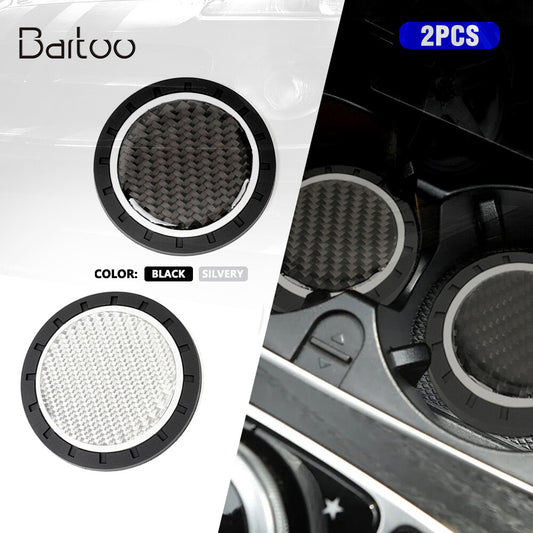 Carbon Fiber Car Cup Holder Pad Auto Water Cup Slot Non-Slip Mat Accessories Q