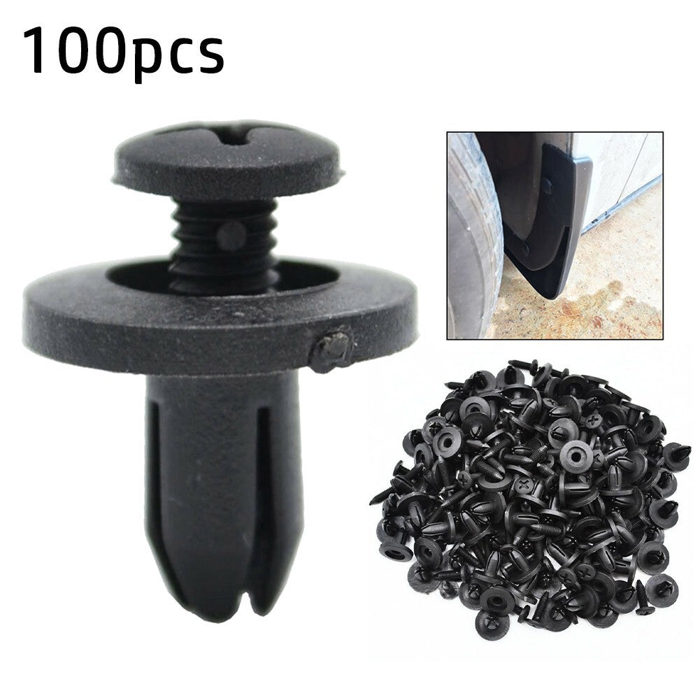 100pcs Car Truck Bumper Fender Rivet Fastener Clips 6mm Hole Black v