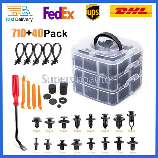750Pcs/set Car Retainer Clips Auto Fastener Rivet Trim Clips Pin Kit Bumper Push