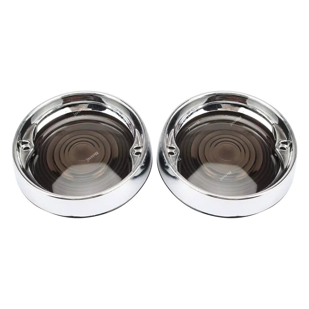 Deep Dish Turn Signal Light Bezels Smoke Lens Trim Ring for Harley Electra Glide Q
