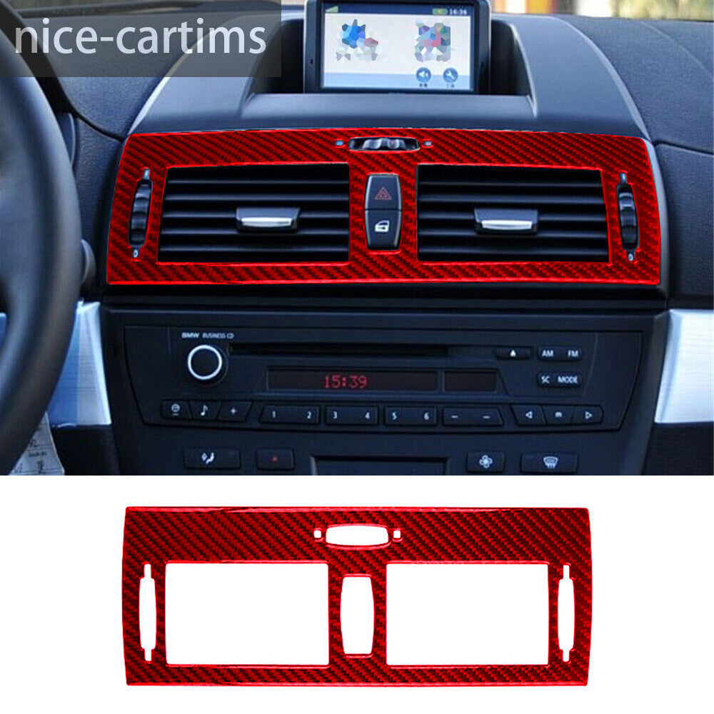 Red Carbon Fiber Inner Center Air Vent Outlet Cover Fit for BMW X3 E83 2004-2010