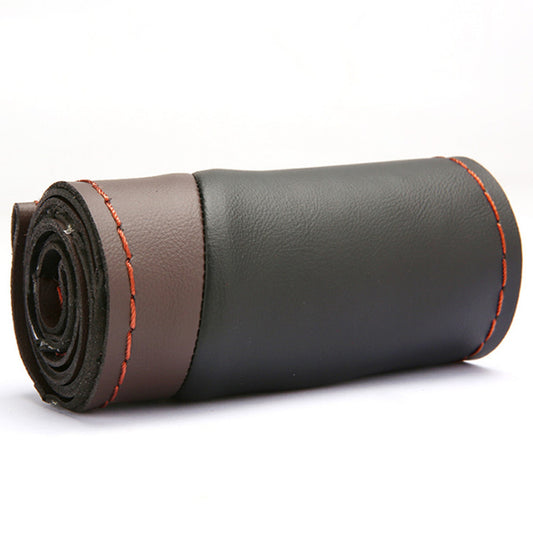 Leather DIY Car Steering Wheel Cover Anti-slip For 15/38 cm Dia Black/Coffee