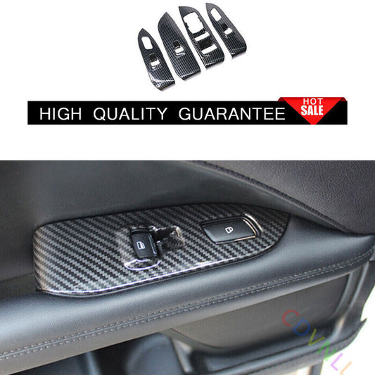 for Lincoln MKZ 2013-2020 Carbon Fiber Window Lift Panel Switch Cover Trim 4PCS