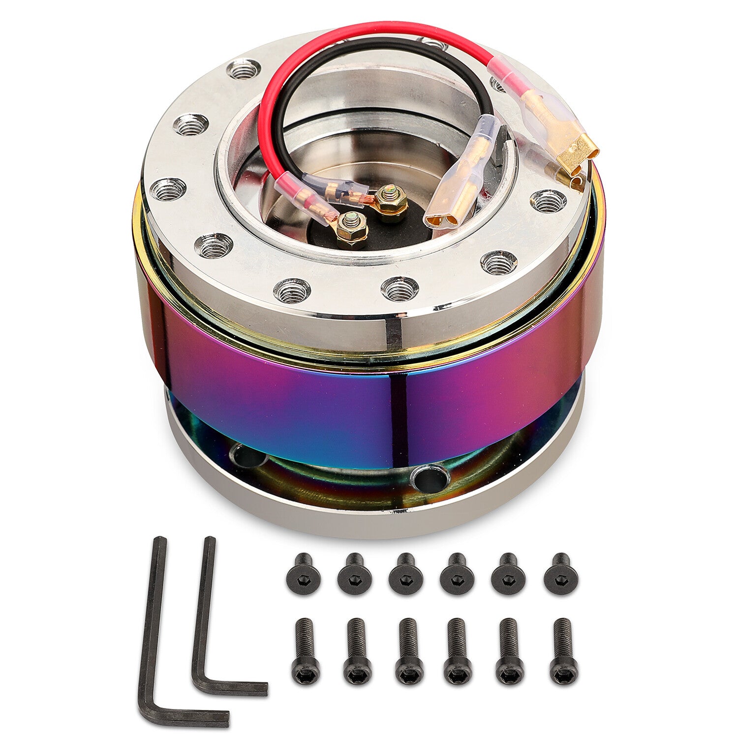 Universal Neo Chrome Steering Wheel Quick Release Hub Adapter Snap Off Boss Kit