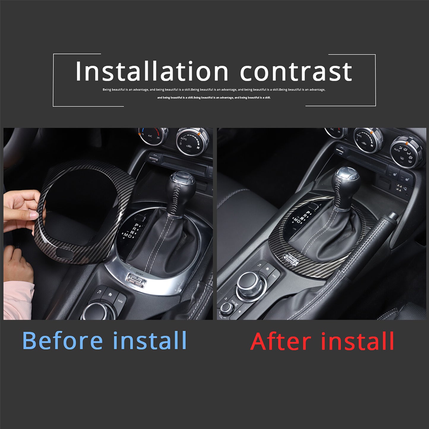 Carbon fiber ABS interior gearbox cover for 2022-2023 for Mazda Miata MX-5 n