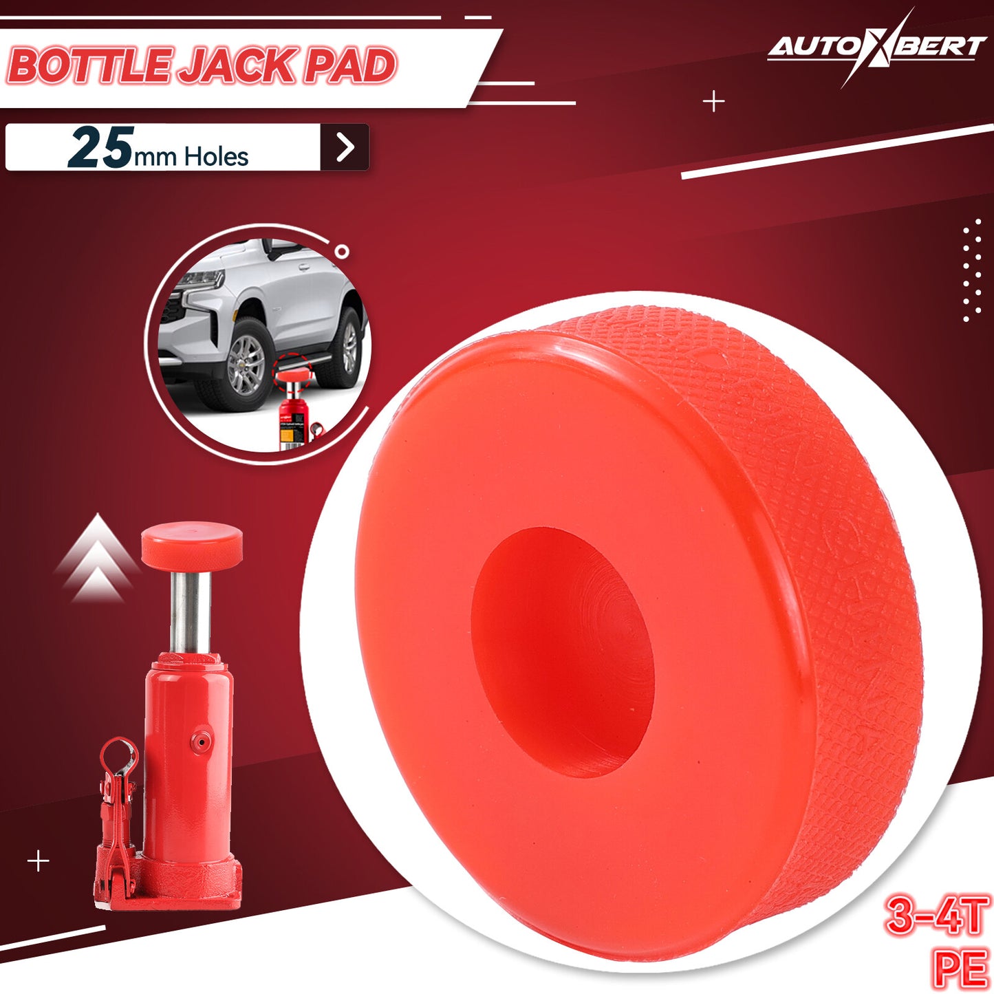 Bottle Jack 3T Jacking Polyethylene Protection Pad 25mm Dia Blind Hole On Bottom