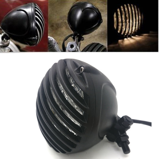 5 Black Retro Scalloped Finned Headlight Grill for Harley Bobber Chopper Custom Q