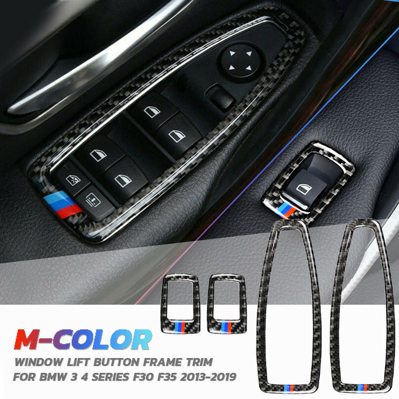 Auto Window Panel Trim for BMW 3/4 Series Carbon Fiber Cover Frame Accessories