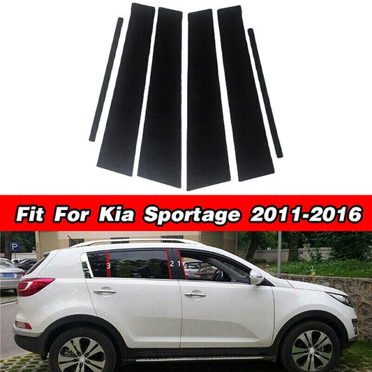 Piano Black Pillar Posts Door Window Molding Strip Trim for Kia Sportage 2011-16