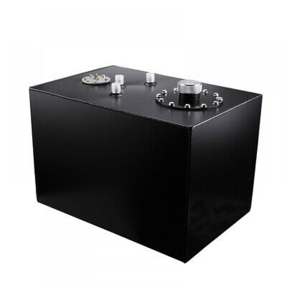 Black Top-Feed Coated Aluminum Racing Fuel Cell Tank+Cap+Level Sender Q