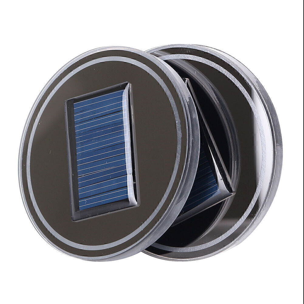 2x Solar Cup Holder Bottom Pad LED Light Cover Interior Trim Decor Blue Light Q
