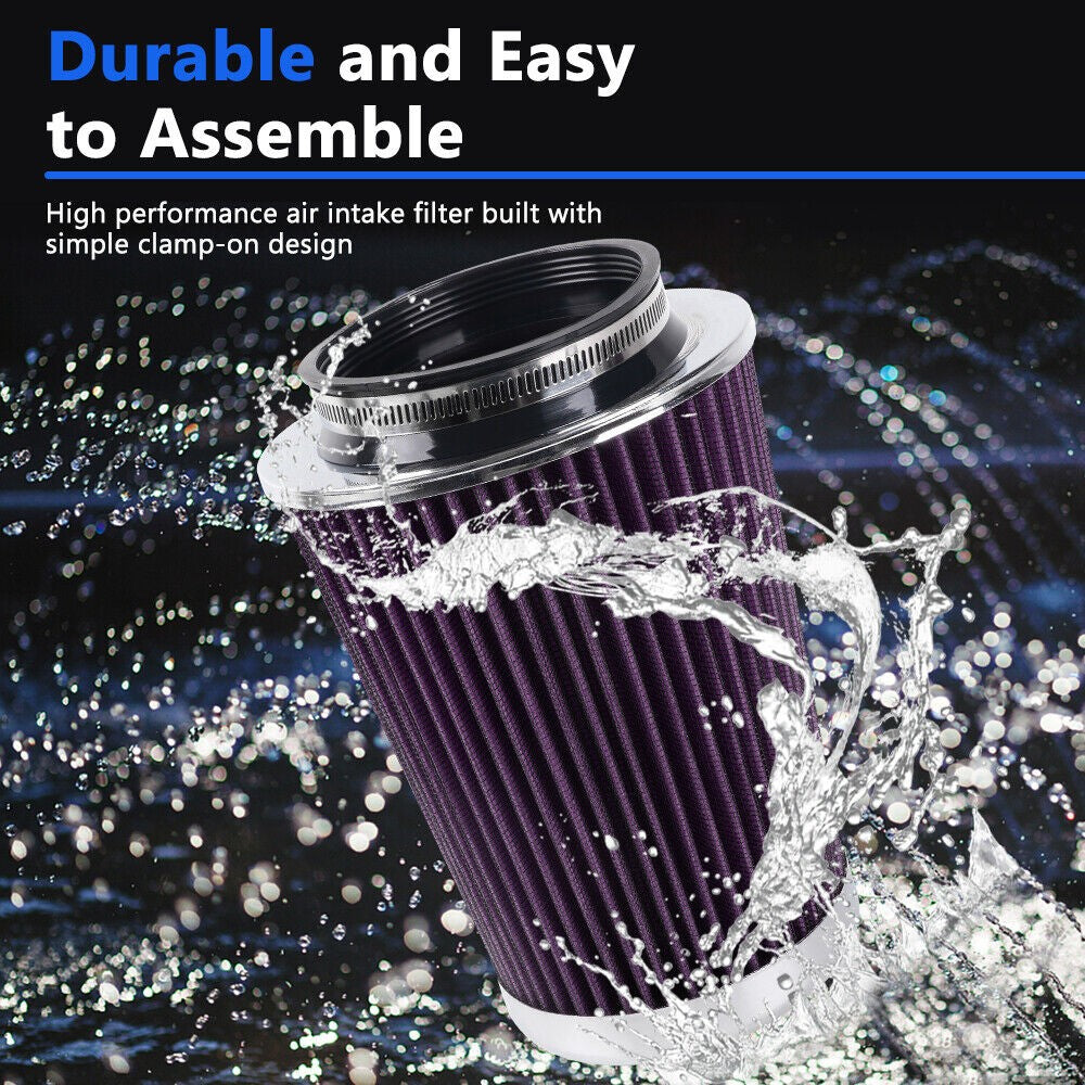 Purple High Flow Cold Air Intake Air Filter Replacement 3,3.5,4Inlet, 9 Tall Q