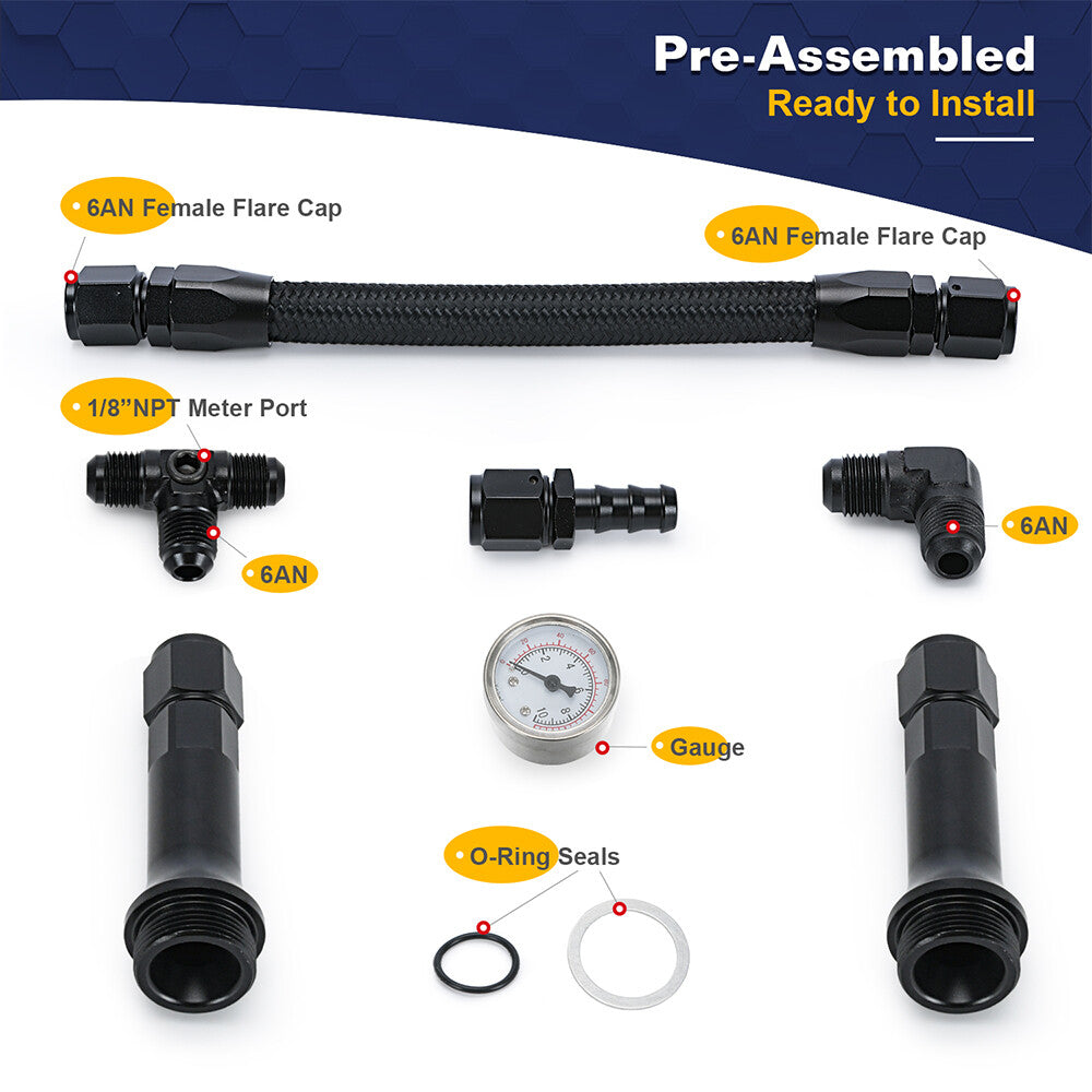 Braided AN6 Dual Feed Carb Fuel Line Kit Double Pump For 4150 Holley Carburetor