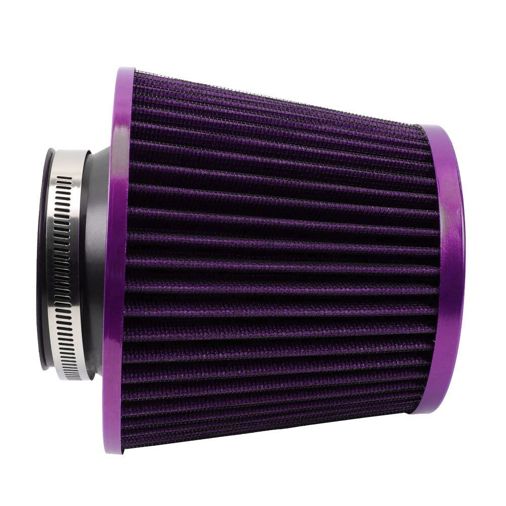 Purple 3 76mm High Flow Inlet Cold Air Intake Cone Replacement Dry Air Filter Q