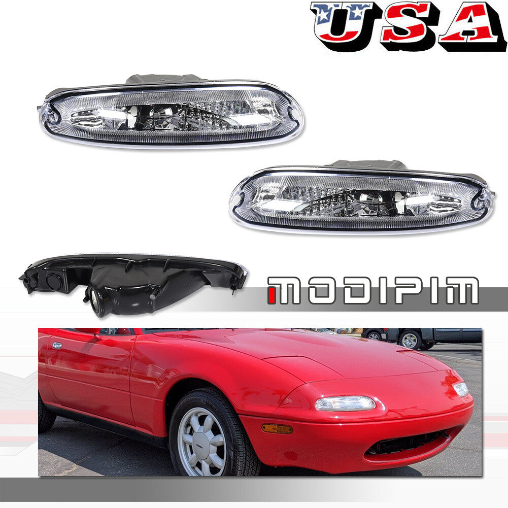 Suitable for 90-97 for Mazda MX-5 Miata Clear/for CHRome Front Bumper Signal Light 2-Piece Set - v