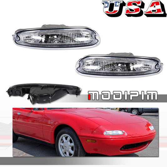 Suitable for 90-97 for Mazda MX-5 Miata Clear/for CHRome Front Bumper Signal Light 2-Piece Set - v