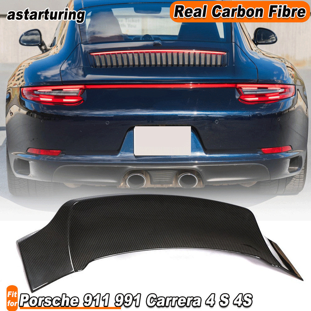 for Porsche 911 991 Carrera 4 S 4S Rear Trunk Wing Boot Spoiler Lip Carbon Fiber