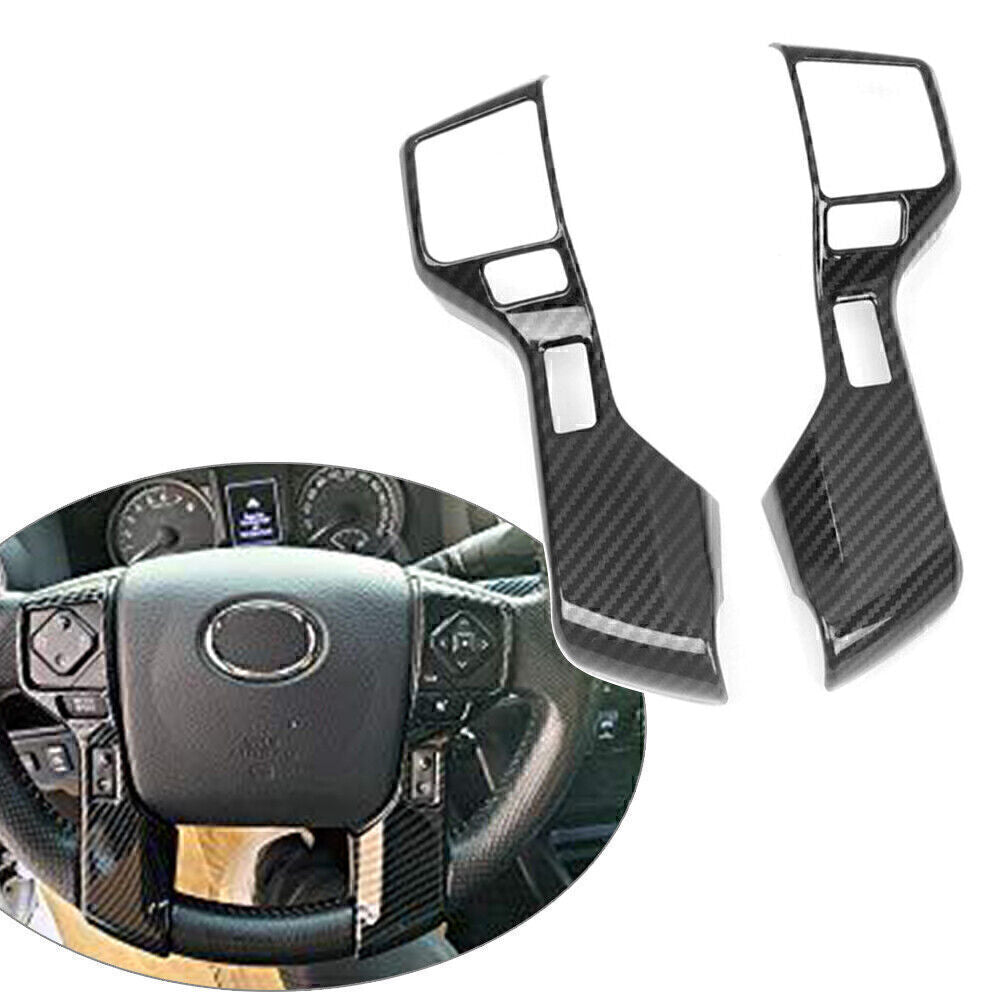 for Toyota Tacoma 2016-19 2 Carbon Fiber Black Steering Wheel Button Cover Trim