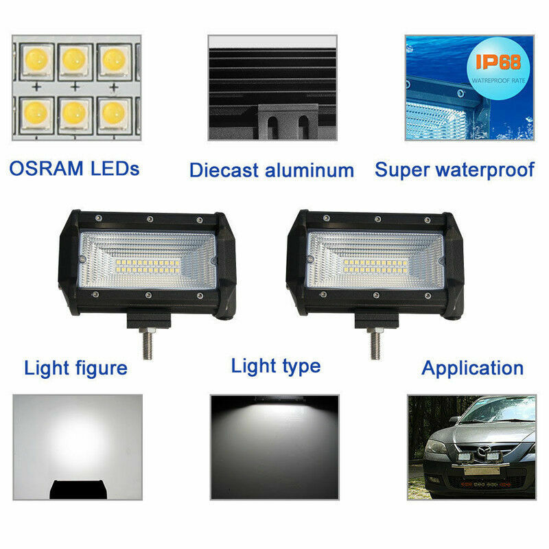 2-pack 168W LED Car SUV Off-road Work Light Strip Fog Driving DRL Light 10-30V n