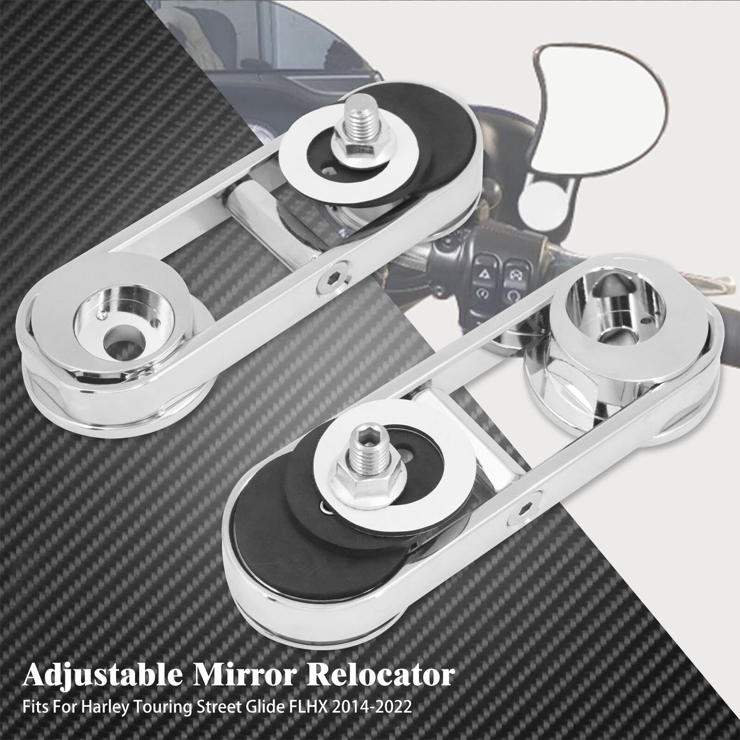 180¡ã Adjustable Drop Mirror Mount Chrome Fit for Harley Street Glide 2014-2022