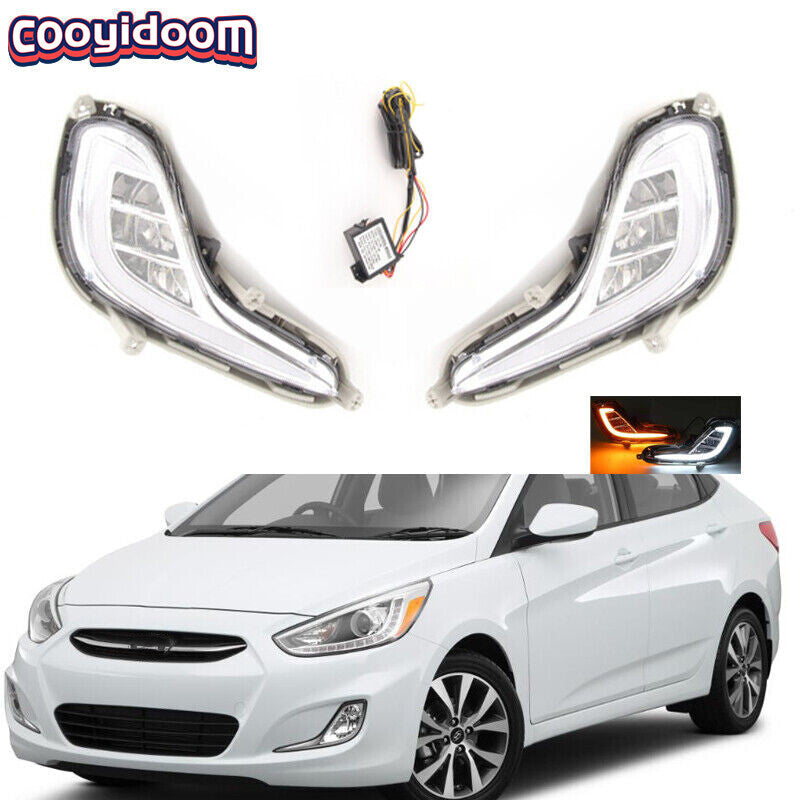 LED Daytime Running Light Fog Lamp With Controller For 2010-2015 for Hyundai Accent
