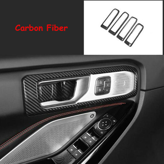 Carbon fiber 4X interior door handle frame cover trim  for ford  Explorer 2020 - 2022