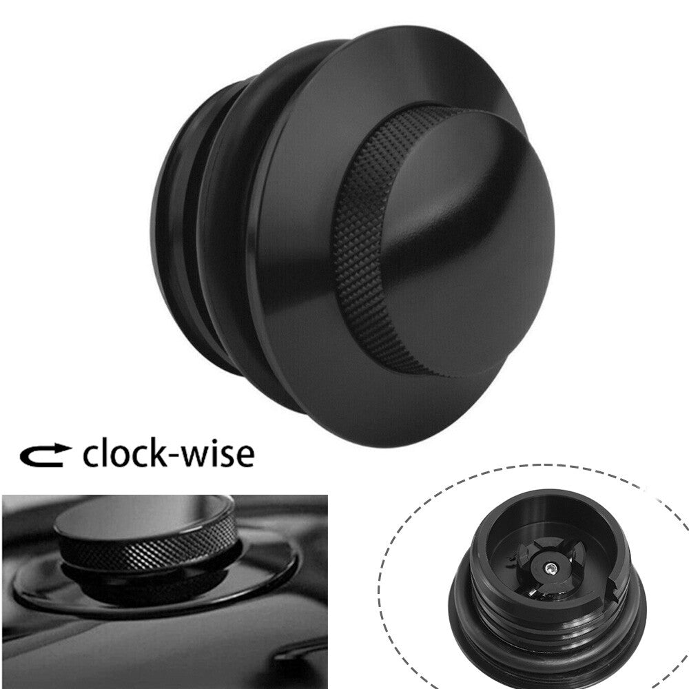 Black motorcycle top-mounted pop-out ventilated fuel tank cap suitable for Harley-Davidson - n