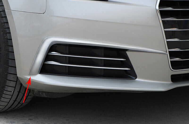 for Audi A4 B9 2018-2019 Silver ABS Front Bumper Fog Light Molding Cover Trim 2x
